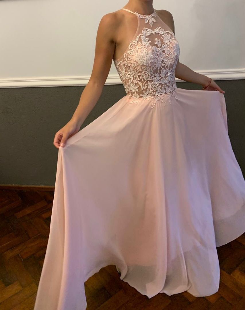 Vestido de 15/graduación largo rosa claro (1 solo uso,impecable)