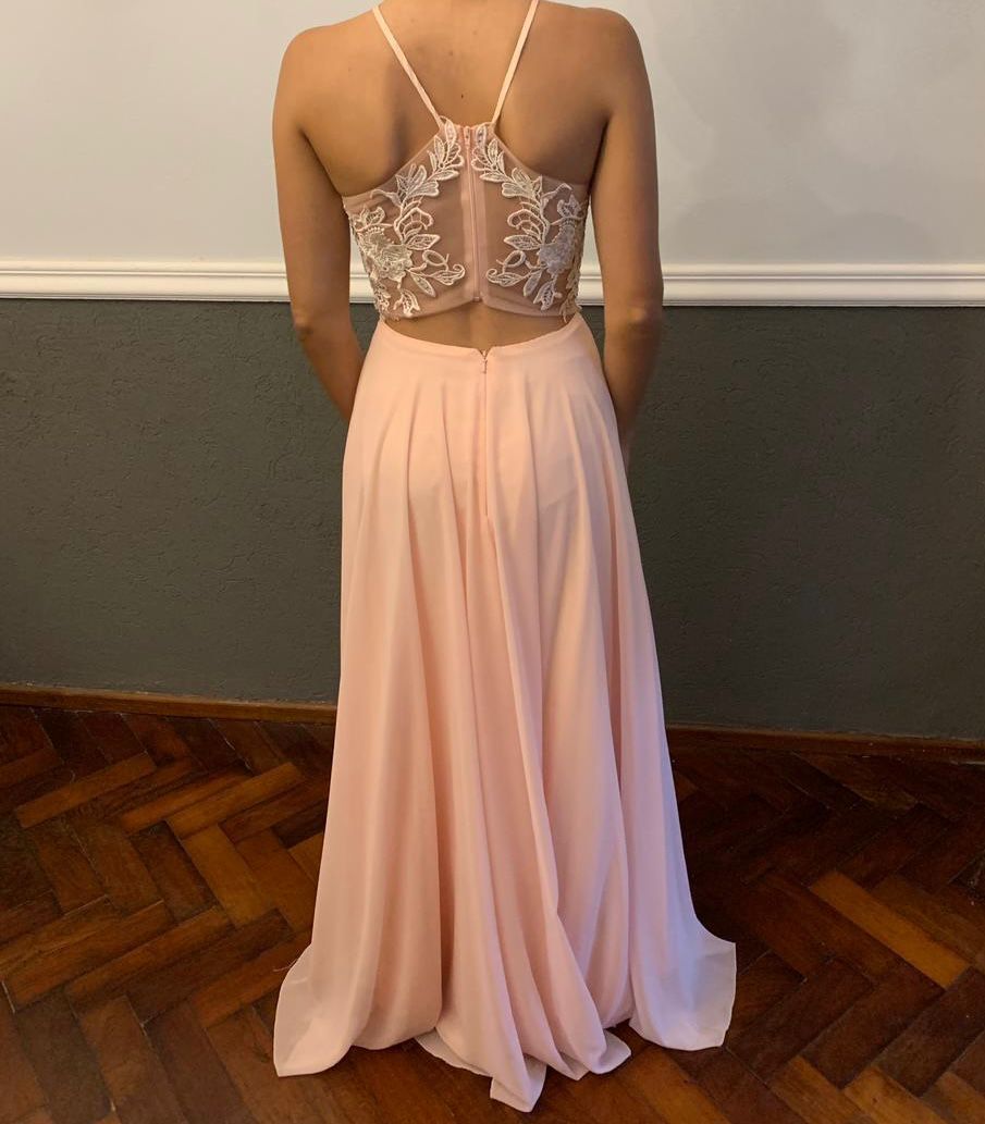 Vestido de 15/graduación largo rosa claro (1 solo uso,impecable)