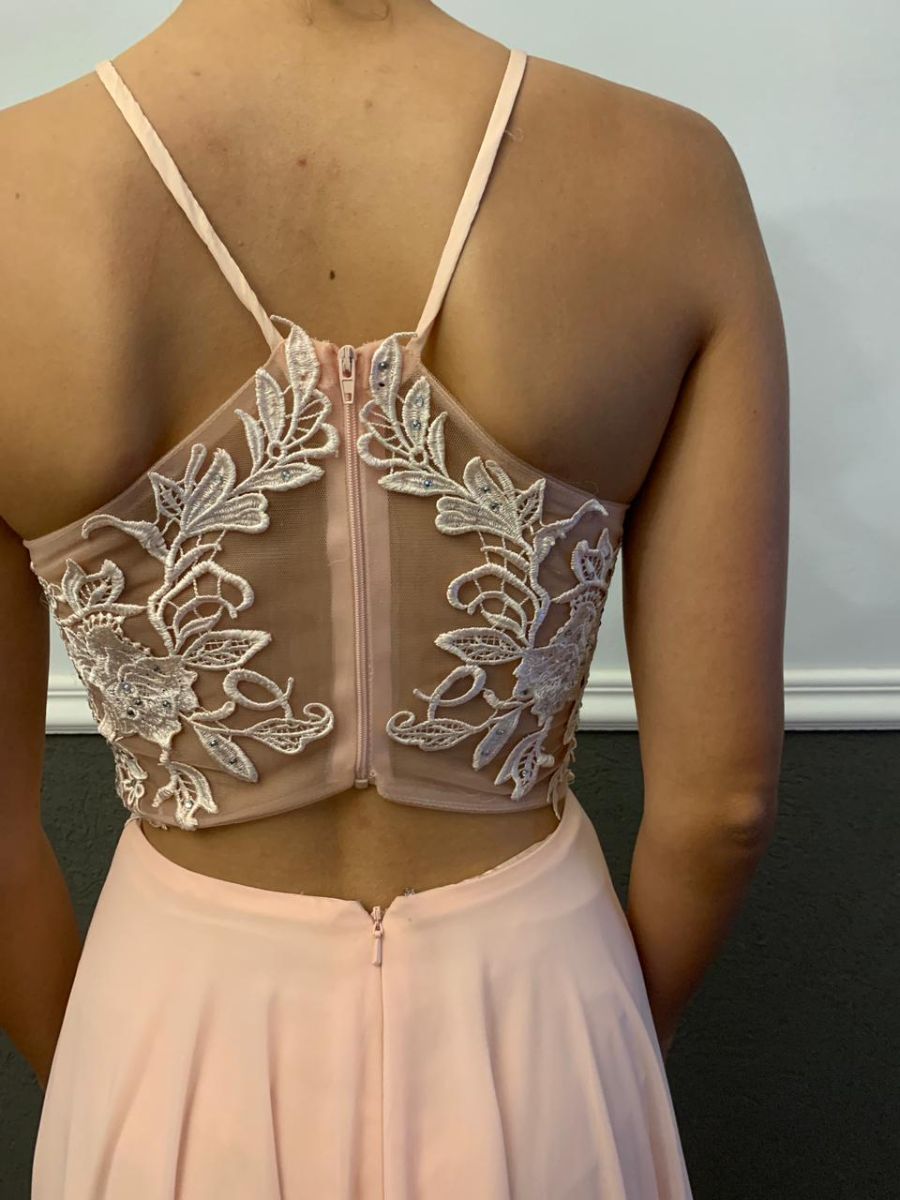 Vestido de 15/graduación largo rosa claro (1 solo uso,impecable)