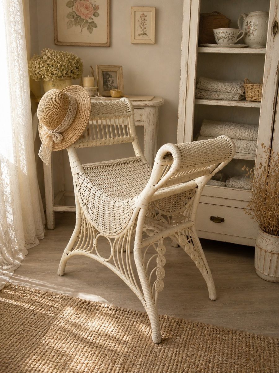 Sillón romano de mimbre