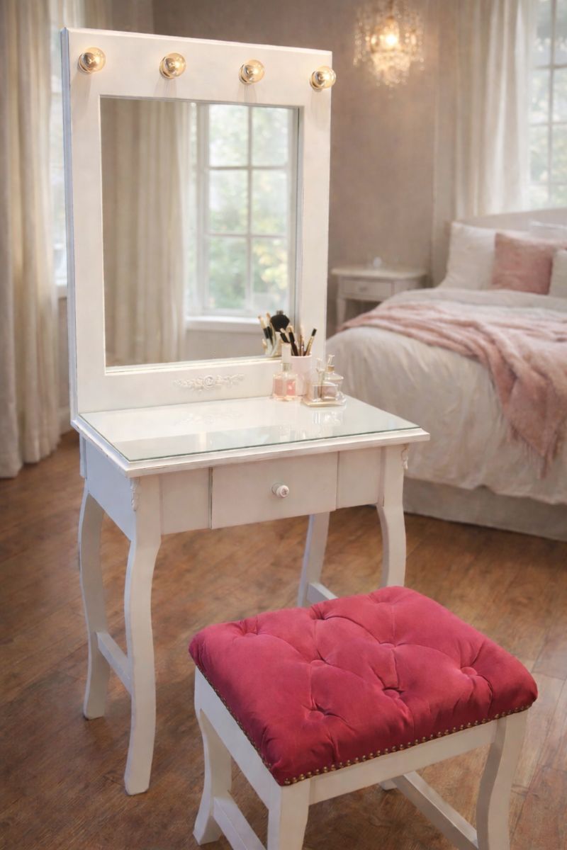 Maquillador con banqueta y luces