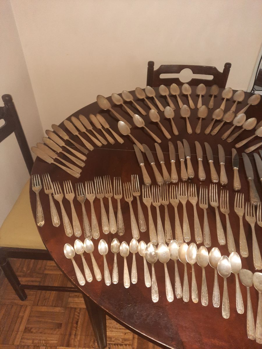 JUEGO DE CUBIERTOS MUY ANTIGUO PLATA LAPPAS