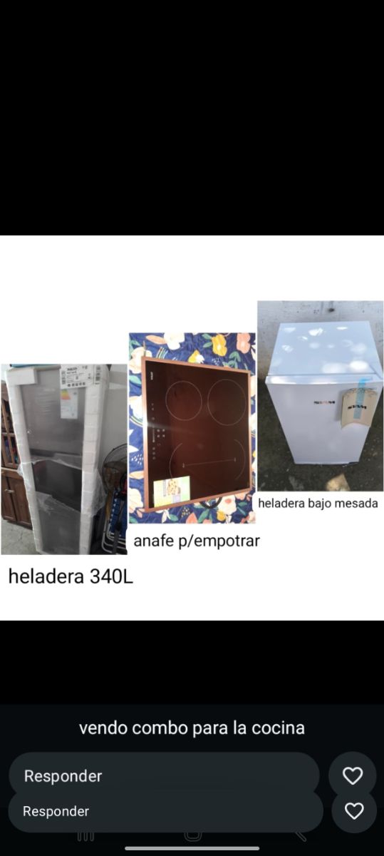 COMBO COCINA (heladera 340L, mini heladera, anafe vitrocerámico)