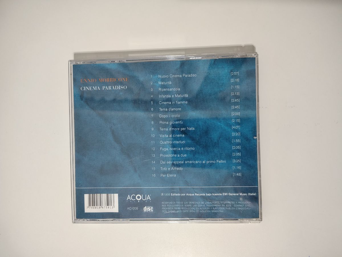 Cd Cinema Paradiso - Musica original de la pelicula