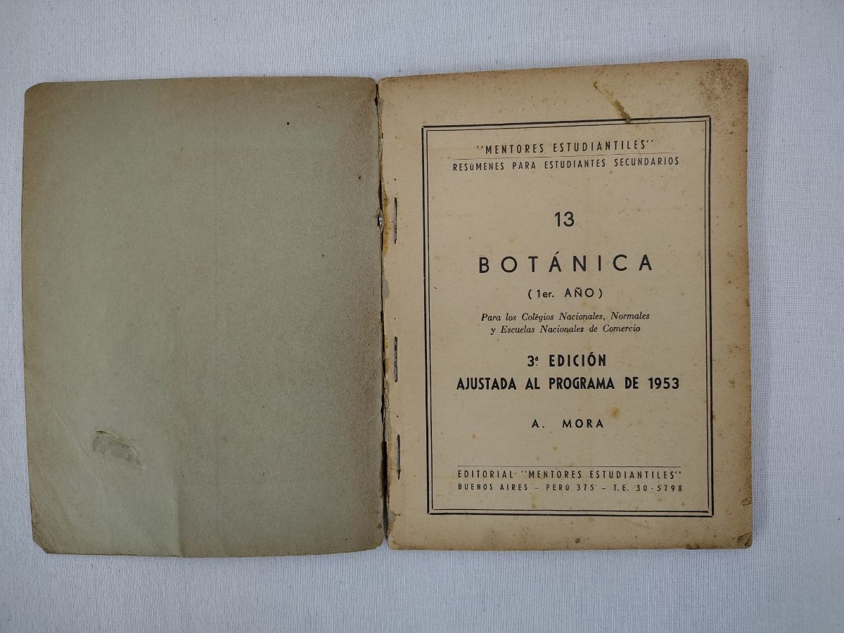 Botánica - Mentores Estudiantiles. Año 1954 (Para colección)