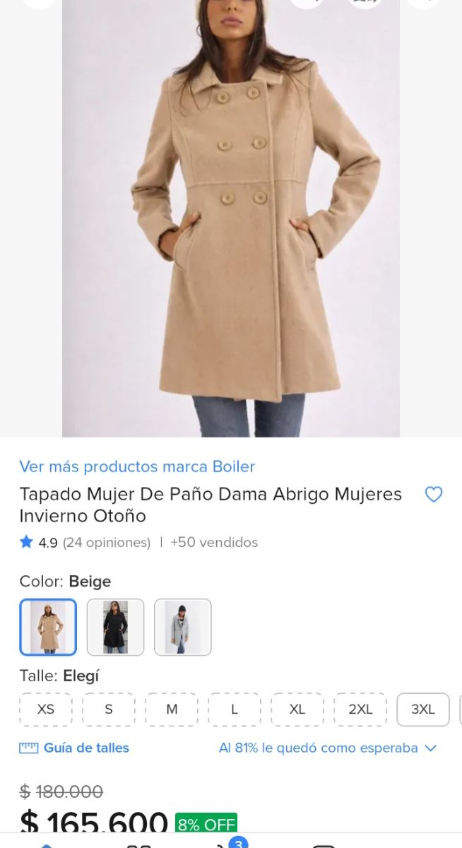 Tapado de mujer Boiler oportunidad modelo venecia