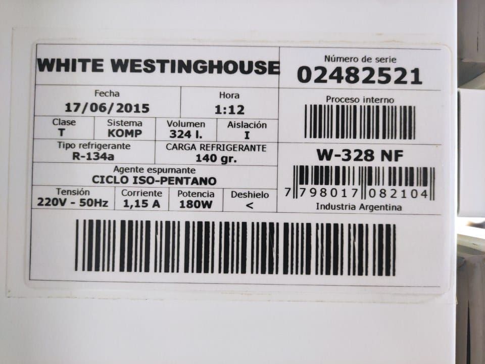 Heladera White Westinghouse W 328 Nf -usada Zona Palermo (Usado)