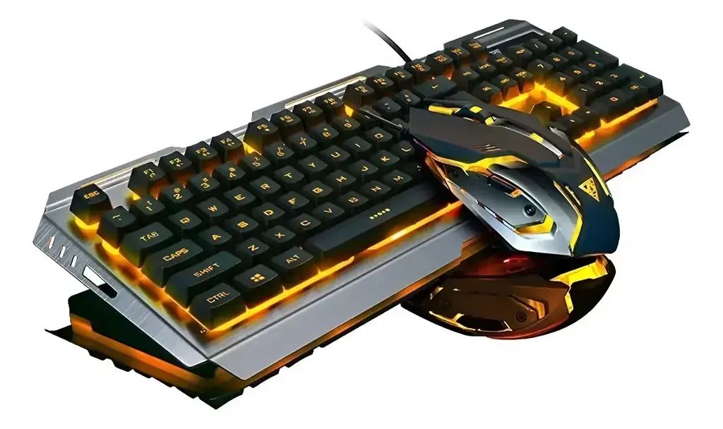 🔥 Combo Gamer Teclado Mecánico RGB + Mouse Gaming V1 USB Retroiluminado