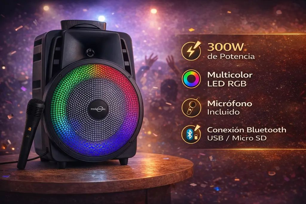 🔥 Parlante Bluetooth 8 Pulgadas GTS-2047 Con Micrófono Karaoke LED