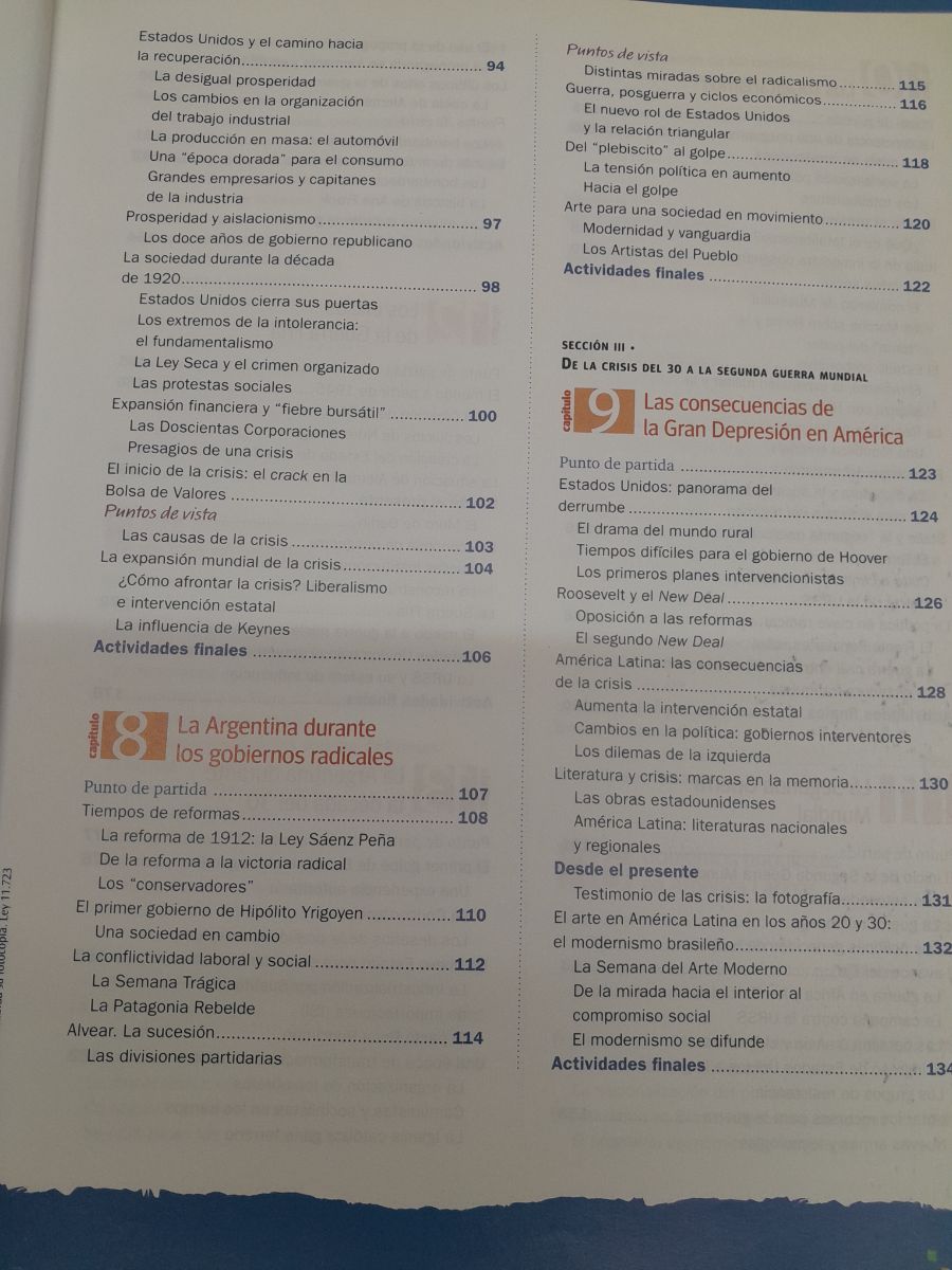 Libro educativo "Historia. El mundo en guerra y la Argentina. Primera mitad fel siglo XX"