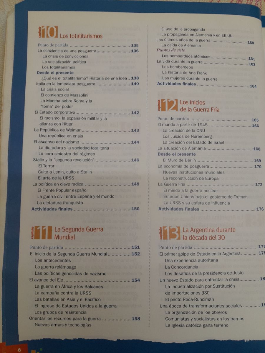 Libro educativo "Historia. El mundo en guerra y la Argentina. Primera mitad fel siglo XX"