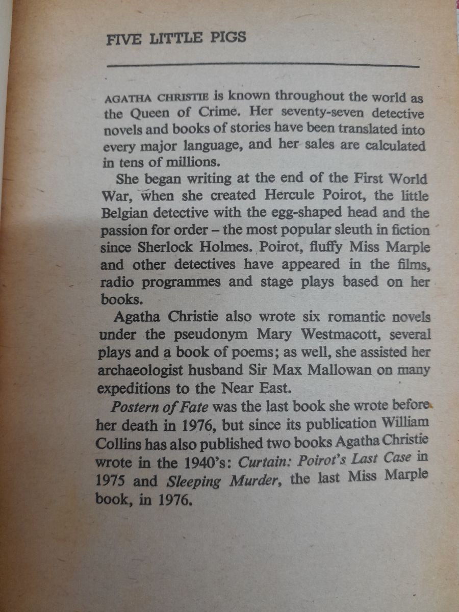 "Five Little Pigs" de Agatha Christie