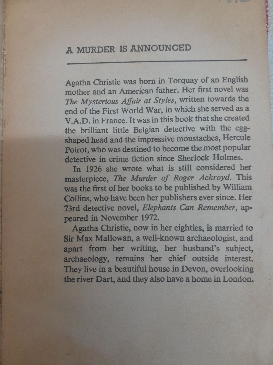 "A Murder is Announced" de Agatha Christie