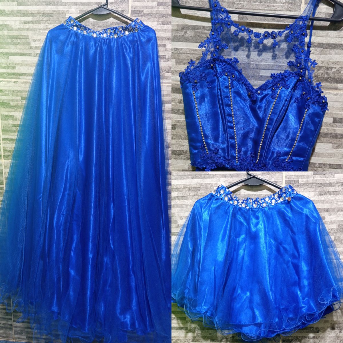 Vestido de 15 de tres piezas color azul francia