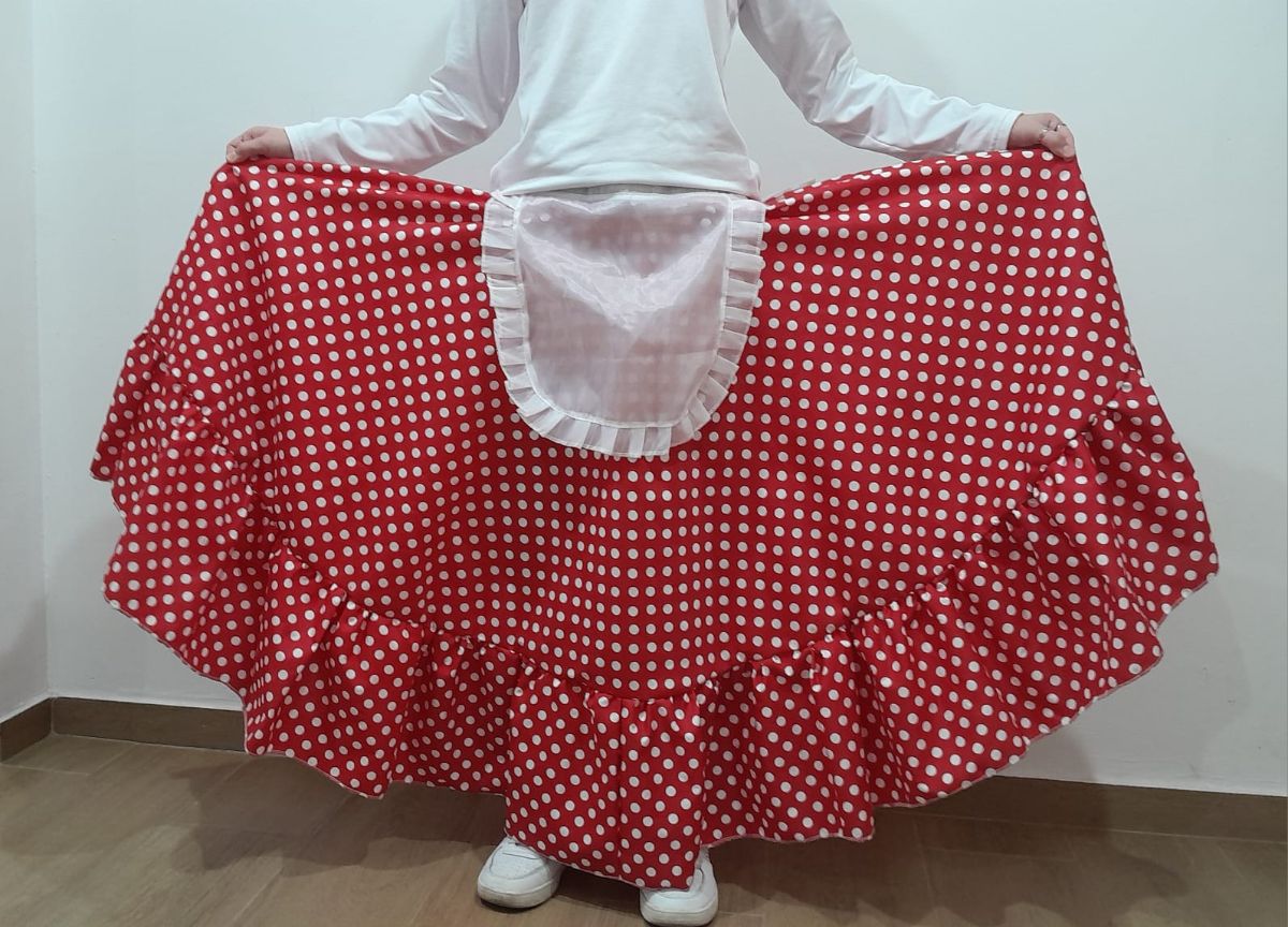 DISFRAZ DE CANDOMBERA POLLERA + DELANTAL + PAÑUELO
