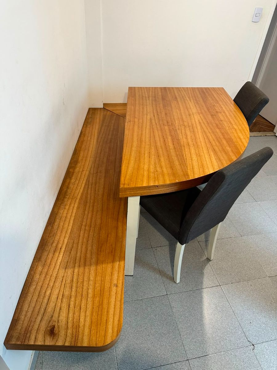 Mesa de Comedor de Madera + Banco Esquinero en L