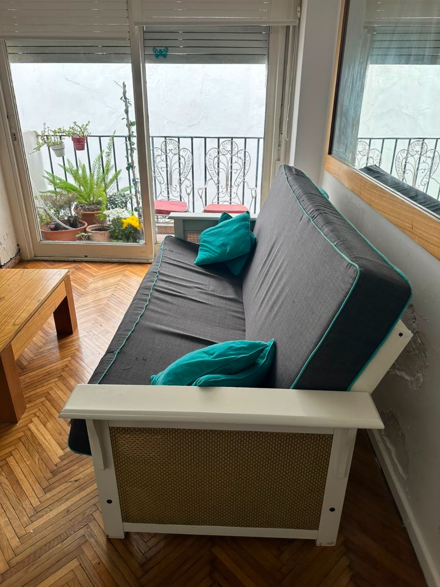 Sillón Cama 3 Cuerpos Gris + Estructura de Madera Blanca