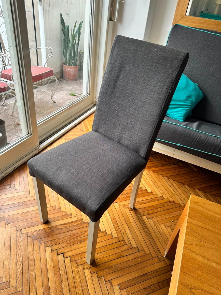 Sillas de Comedor Tapizadas Gris – Patas Blancas – 6 Disponibles