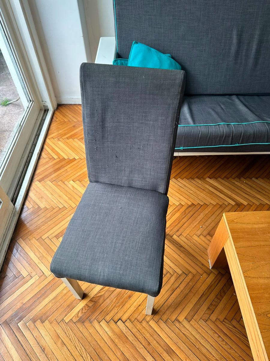 Sillas de Comedor Tapizadas Gris – Patas Blancas – 6 Disponibles