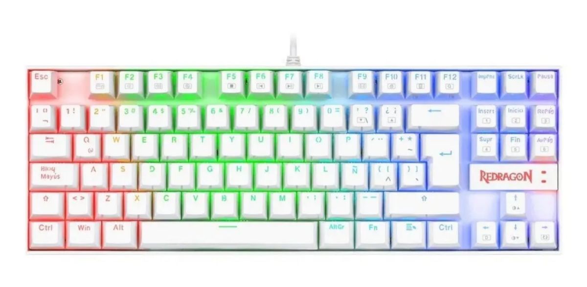 Teclado Redragon Kumara Blanco K552 Rgb Switch Rojo