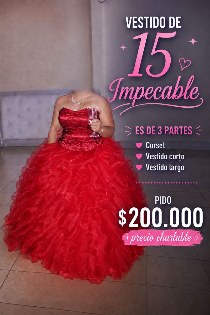 Vestido de 15 tres partes (corset, parte de arriba, parte de abajo)