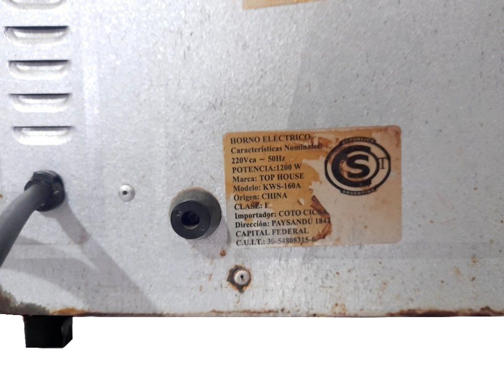 HORNO ELECTRICO MARCA TOP HOUSE KWS-160A.
