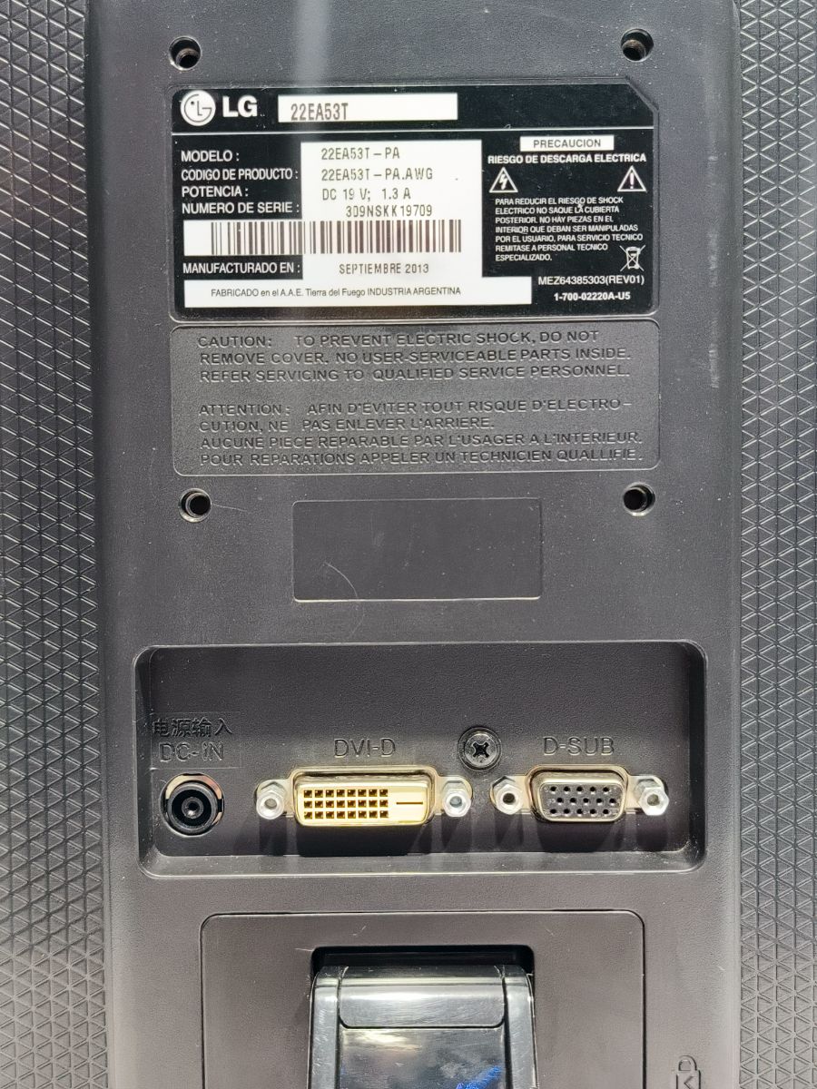 Monitor Led 22 Pulgadas LG Full HD VGA Y DVI + FUENTE + GARANTIA