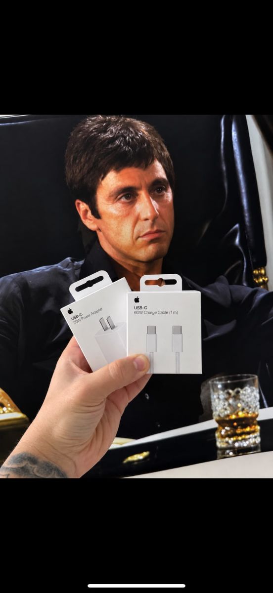 Combo cargador iphone Adaptador 20W USB-C y cable UCB-C 1m
