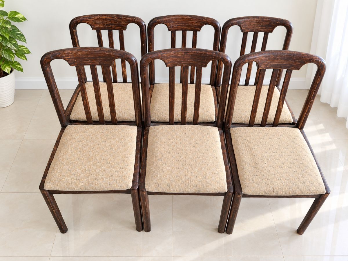 Juego de Comedor 6 Sillas de Madera Tapizado