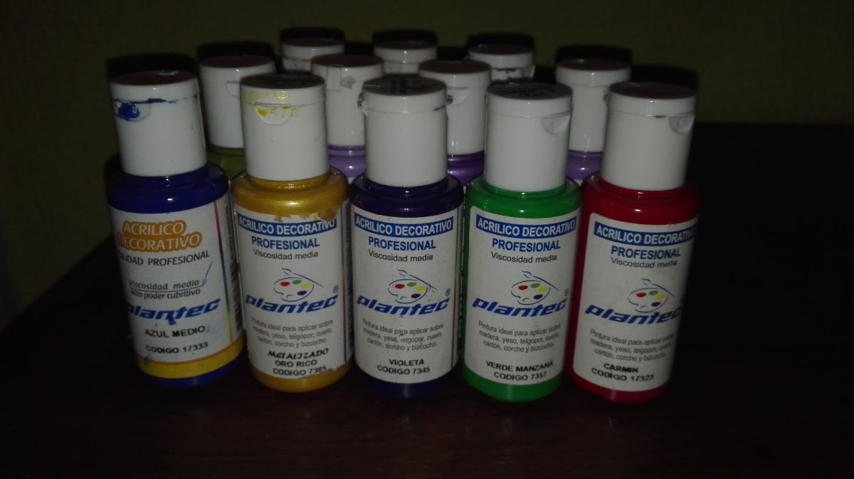 Pintura acrílica Plantec 50ml. Kit 11 pomos.