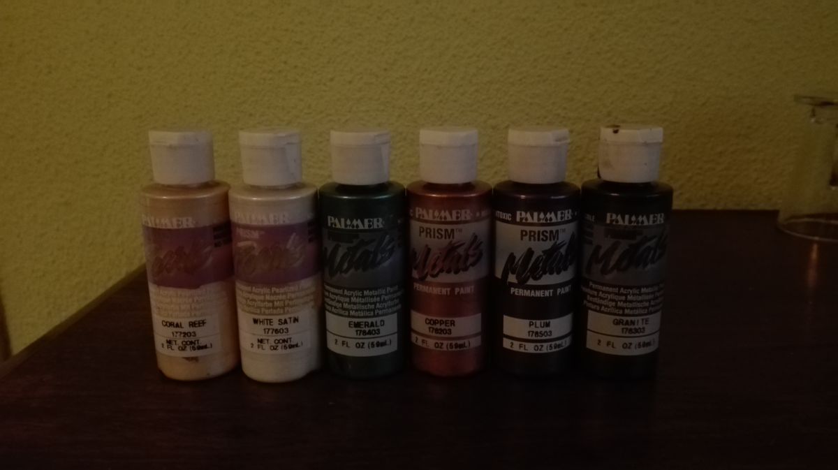 Pintura acrílica Palmer Prisma perlados y metalizados. Kit 6 pomos